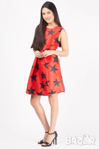 Нова червена рокля със звезди , снимка 1 - Рокли - 43362732
