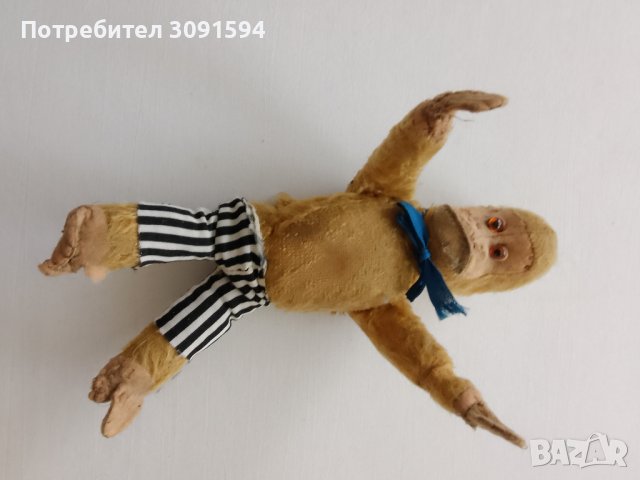 Стара играчка маймуна напълнена със слам , снимка 3 - Колекции - 43886650