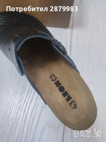 Мъжки чехли №43 чисто нови черни естествена кожа, анатомични, черни, снимка 2 - Маратонки - 53120355