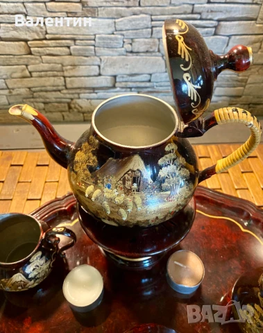 #0016# Винтидж комплект за чаено парти – калай, ръчно рисувана, Холандия (Tiel), снимка 5 - Сервизи - 50701196