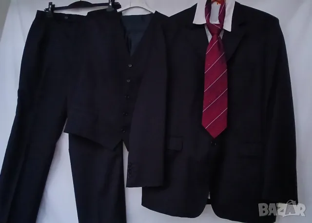 Мъжки луксозен черен костюм състоящ се от три части, сако, жилетка и панталон., снимка 8 - Костюми - 50087415