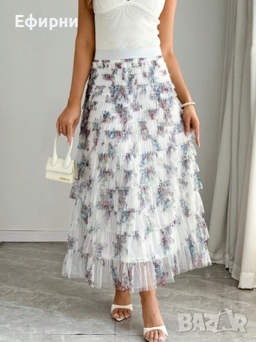 Дълга пола, Флорална пола,Дантелена пола, Елегантна пола, Романтична пола, Лятна пола,, снимка 3 - Поли - 50973236