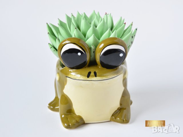 Керамична саксия - жаба / Подарък за нов дом / Керамична саксия с форма на жаба, снимка 2 - Декорация за дома - 40513271
