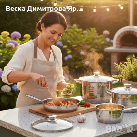 Комплект съдове от неръждаема стомана – 12 части - Готви като професионалист у дома, снимка 4 - Съдове за готвене - 52084650