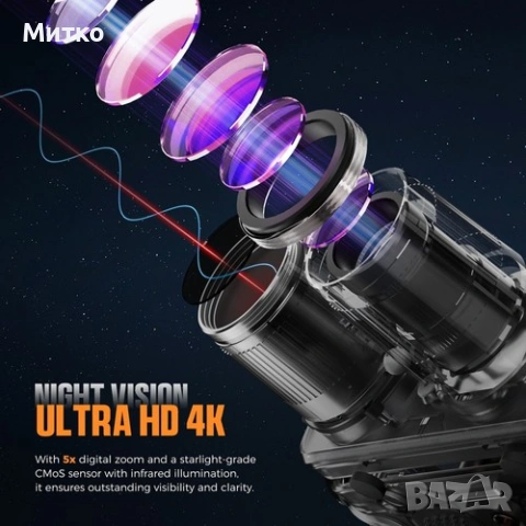 Бинокъл за нощно виждане CIGMAN CNV01, голям екран 3.99", батерия 5000mAh до 18 часа, голяма бленда , снимка 7 - Екипировка - 53125783