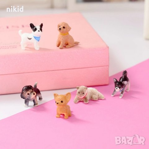 6 бр Малки малко кученце куче пластмасови пластмасова фигурка фигурки играчка и украса за торта, снимка 4 - Фигурки - 32612403