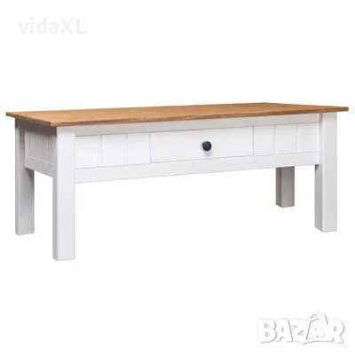 vidaXL Кафе маса, бяла, 100x60x45 см, бор масив, Panama Range(SKU:282684), снимка 1 - Маси - 48571726