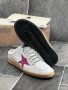 Golden Goose Дамски Бели Маратонки С Цикламена Звезда Естествена кожа👟Дамски Спортни Обувки КодE646, снимка 2