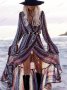 Дамска рокля с дълги ръкави с щампа саго, 2цвята - 023, снимка 1 - Рокли - 39567932