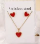 Комплект обеци и колие със сърце от неръждаема стомана 4 цвята, снимка 4