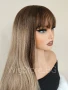 Дълга кестенява омбре перука с бретон, снимка 3