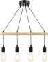 FORCOSO дървена висяща лампа (4 крушки), черна, регулируема, снимка 1 - Лампи за таван - 43412840