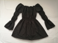 Дамска къса рокля с дълги буфан ръкави в черен цвят р-р S, снимка 4
