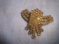 СТАРА ПОЗЛАТЕНА РЕТРО АРТ КРИСТАЛНА БРОНЗОВА БРОШКА с БОХЕМСКИ КРИСТАЛИ МАЙСТОРСКА ИЗРАБОТКА 29207, снимка 8