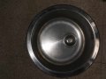 Кухненска кръгла мивка за вграждане Ф45/15 инокс с преливник и сифон