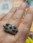 Сребърен пръстен с черни перли и кубични циркони , снимка 2