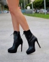 Боти на ток - черна кожа - YSP10

, снимка 1