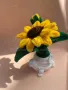 Мини плюшен слънчоглед в гипсова фигурка, снимка 2