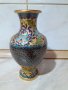 Cloisonne Клоазоне стара прекрасна ваза бронз клетъчен емайл, снимка 3