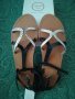 Дамски сандали от естествена кожа в черно и сребристо-Golden sun, снимка 1 - Сандали - 33634570