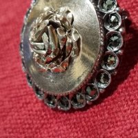 Антична сребърна брошка с маркизити , снимка 1 - Колиета, медальони, синджири - 44005386