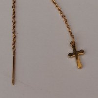 Позлатени обеци от стомана с кръст., снимка 3 - Други - 36781096