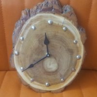 Стенен часовник, от резен на пън, дървен, снимка 1 - Стенни часовници - 38219983