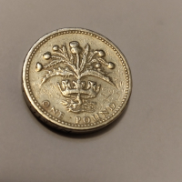 УникалнаДефектна монета.ONE POUND 1984, снимка 3 - Нумизматика и бонистика - 44900395