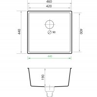 Гранитна Мивка за Вграждане под Плот Лондон 50 XL - 460 x 440 mm сив, снимка 3 - Други - 38223362