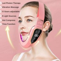 V-образен уред за лифтинг на лице, с вибрации, неинвазивна микротокова терапия, за двойна брадичка, снимка 5 - Козметика за лице - 39892972