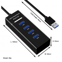 Високоскоростен USB хъб, Модел Combo 4, Разклонител, 4 порта, USB 3.0, снимка 4 - Кабели и адаптери - 36874346