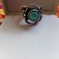 Авторски сребърен пръстен с тюркоаз - 3, снимка 1 - Пръстени - 28490175