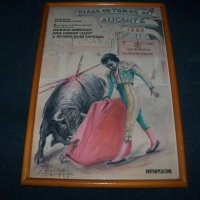 Стар испански плакат за корида от 1985г. подписан, снимка 1 - Други ценни предмети - 26950099