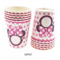 Мини Маус minnie глава розови 6бр картонени чаши парти рожден ден, снимка 1 - Чаши - 27983517