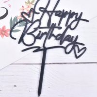 Happy Birthday ❤  4 цвята твърд акрил топер украса за торта рожден ден, снимка 2 - Други - 32424483