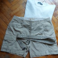 Мъжки брандови дънкови бермуди в комплект "Organic cotton"® с колан и тениска , снимка 2 - Къси панталони - 33562890