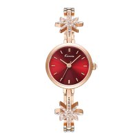 Дамски часовник 044, розово злато с червено, снимка 1 - Дамски - 27853721
