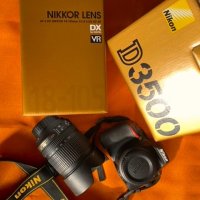Фотоапарт Nikon D3500 с обектив AF-S DX Nikkon 18-105mm f/3.5-5.6, снимка 1 - Фотоапарати - 43789462