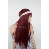  НОВА дълга права червена перука с бретон Каролин - ОТЛИЧНО КАЧЕСТВО!, снимка 6 - Аксесоари за коса - 25817378