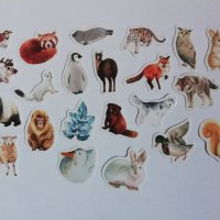 Скрапбук стикери за декорация планер животни зима - 23 бр /комплект , снимка 1 - Други - 38216782