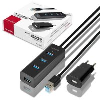 AXAGON 4x USB3.0 Charging Hub 1.2m Cable, Incl. AC Adapter - HUE-S2BP, снимка 12 - Кабели и адаптери - 43356834