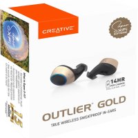 Блутут слушалки-тапи Creative Outlier Gold, с докинг кутийка, снимка 4 - Bluetooth слушалки - 43169857