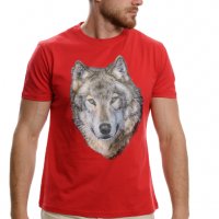 Нова мъжка тениска с трансферен печат Вълк със сини очи, Серия вълци, снимка 7 - Тениски - 37673451