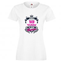 Дамска тениска 18 years of being awesome - pink, снимка 3 - Тениски - 33212544