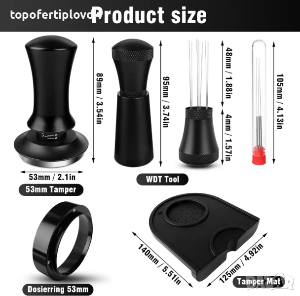 Тампер за кафемашина,бъркалка,подложка и дозиращ пръстен 54 мм , снимка 1