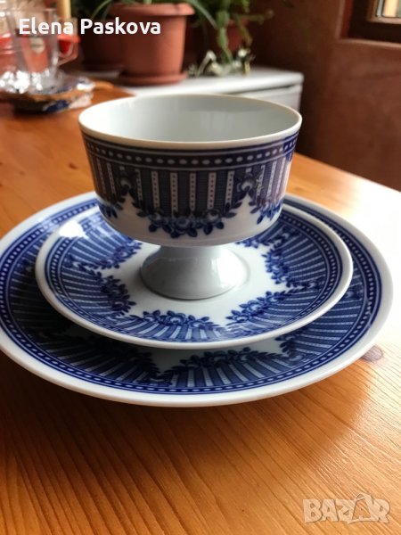 чаша с подложна и десертна чиния, порцелан немски, снимка 1