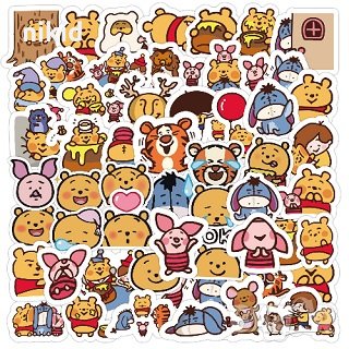 50 бр Мечо Пух графити самозалепващи лепенки стикери за украса декор картонена торта, снимка 1