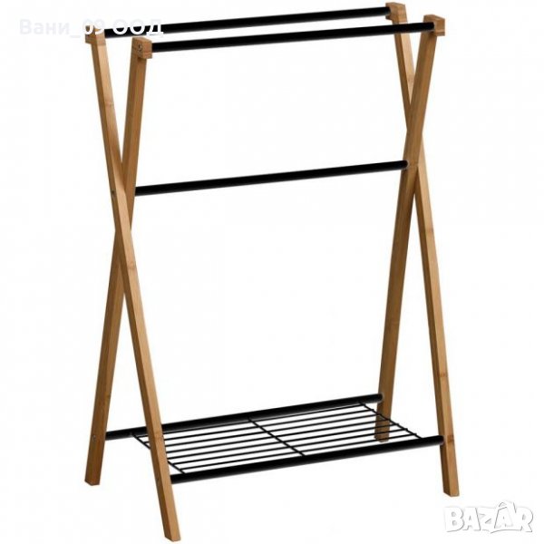 Практична стойка за кърпи и хавлии-бамбук и метал, снимка 1