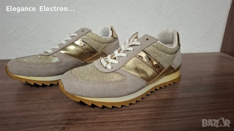 Стилни дамски маратонки Butigo, номер 37, златисти акценти, снимка 1