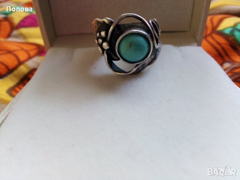 Авторски сребърен пръстен с тюркоаз - 3, снимка 1